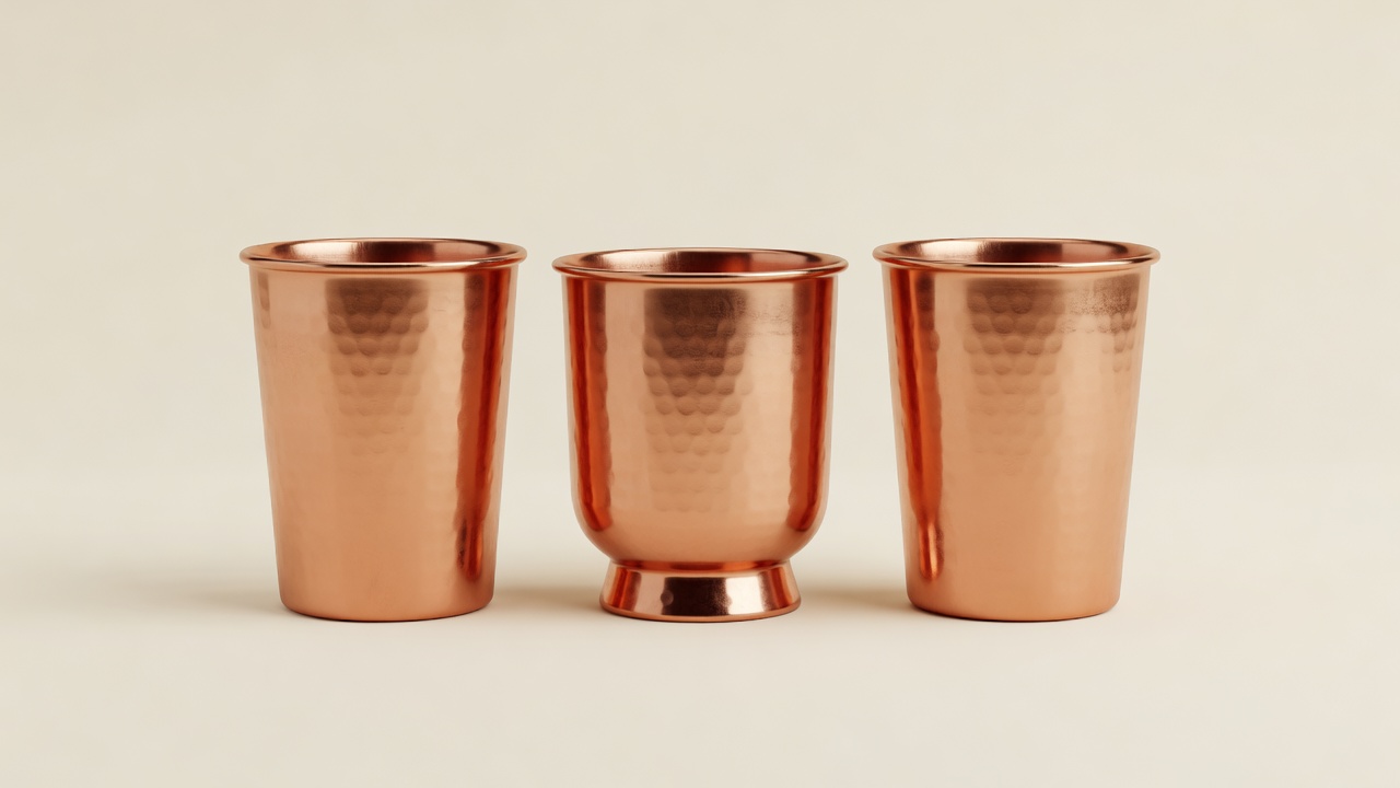 Hammered Copper Tumbler Set — handcrafted Copper metalware